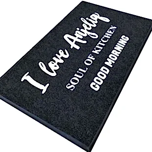 Beyaz El Yazılı Siyah Logolu Paspas