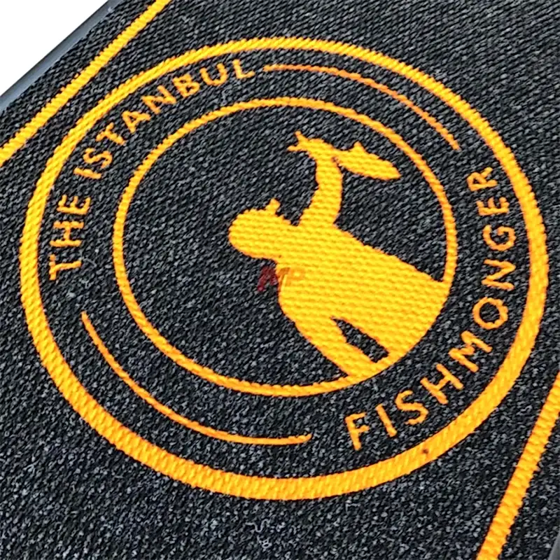 Balıkçılara Özel Çerçeveli Turuncu Siyah Logolu Paspas The Fish