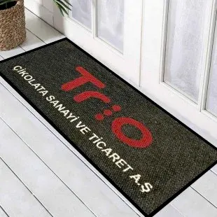 Firmalara Özel Kırmızı Siyah Tabanlı Logolu Paspas Trio