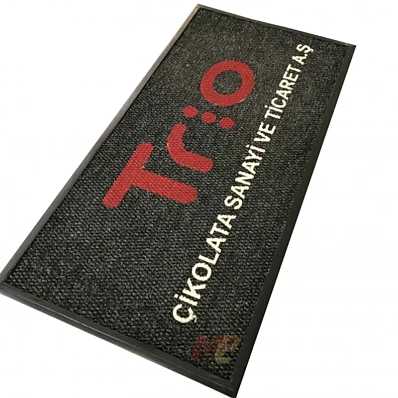 Firmalara Özel Kırmızı Siyah Tabanlı Logolu Paspas Trio