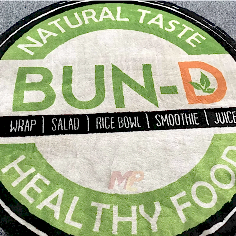 Ortası Baskılı Yeşil Gri Tabanlı Logolu Paspas