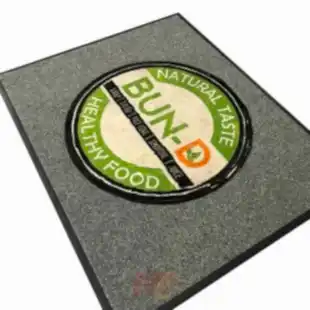 Ortası Baskılı Yeşil Gri Tabanlı Logolu Paspas