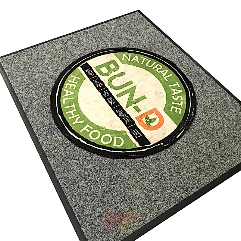 Ortası Baskılı Yeşil Gri Tabanlı Logolu Paspas